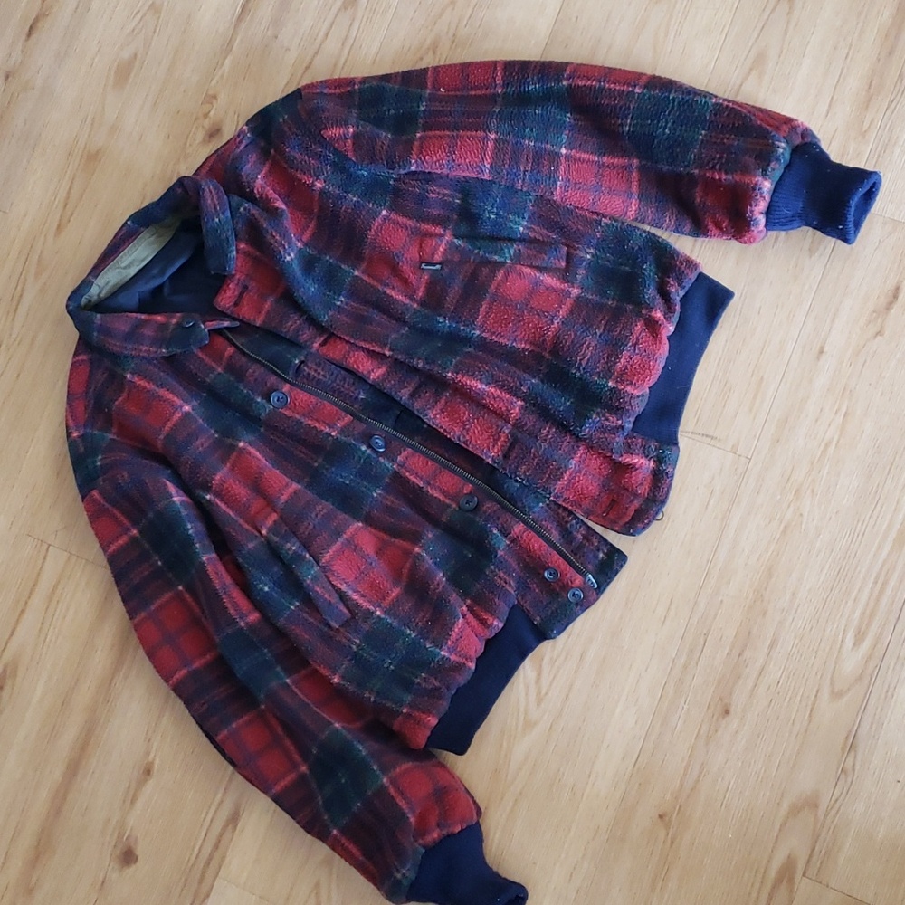 Vintage Plaid Reversible Faconnable Zip Up Vintage Jacket Size Small